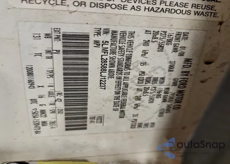 2008 Lincoln Navigator L из США, поврежденный, VIN 5LMFL28588LJ12237